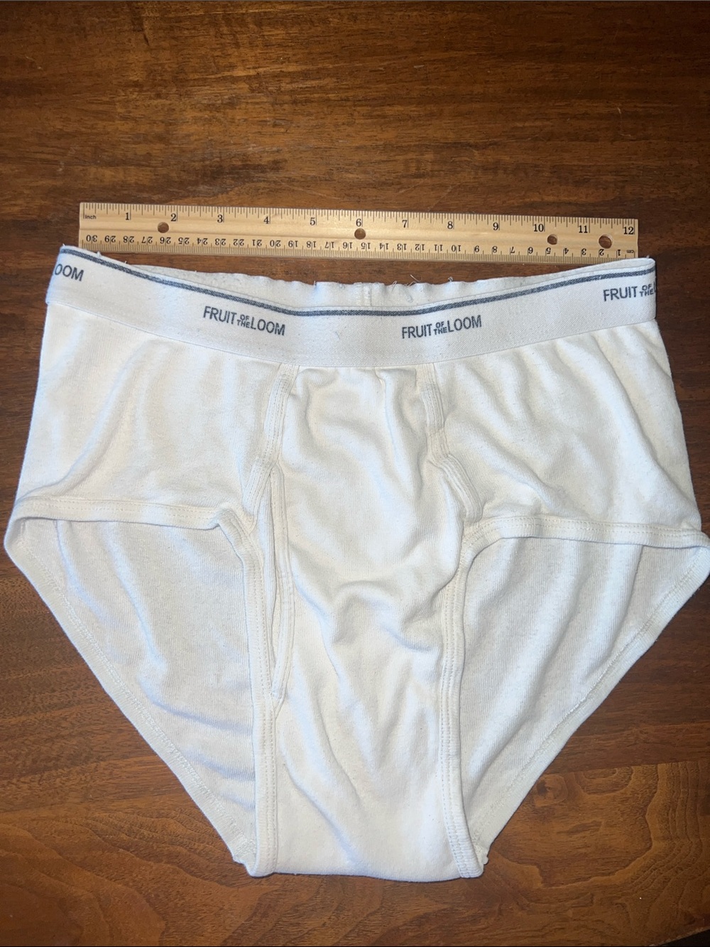 Vintage Fruit of the Loom White Men's Briefs with Logo Waistband
